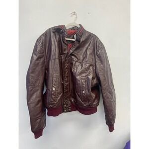 Vintage 80s Cooper Genuine Europe Leather Cognac Bomber Jacket‎ Coat XL (56)